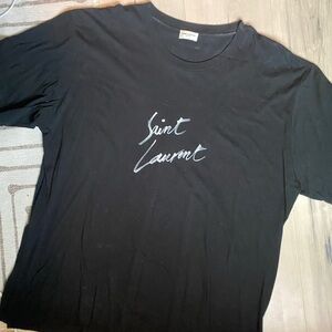Saint Laurent Black Tee with White Logo